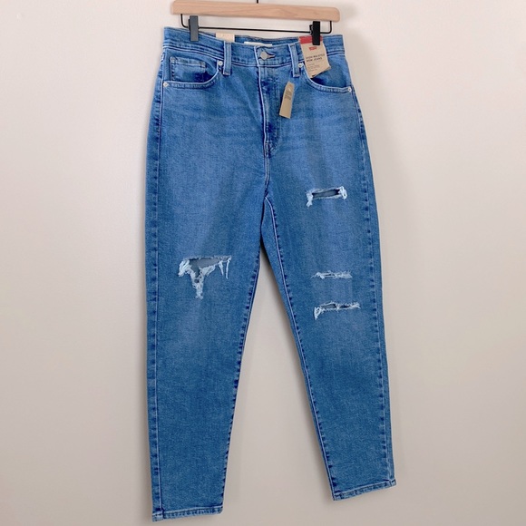 Levi's Denim - Levi’s High Waisted Distressed Mom Jeans Relaxed Fit With Tapered Leg